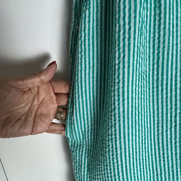 Sundance NWOT Teal Striped Maxi Dress XL Short Sleeve Cottagecore Milkmaid - Picture 11 of 11